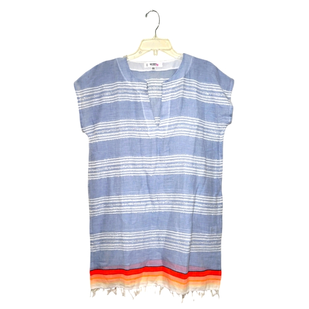 LEMLEM Tunic Top Mino Dress Metallic Silver, Blue, White, Orange XS